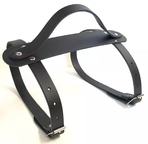 Leather Carrier Straps with Handle - for Picnic / Travel Rugs / Yoga Mats (Black)